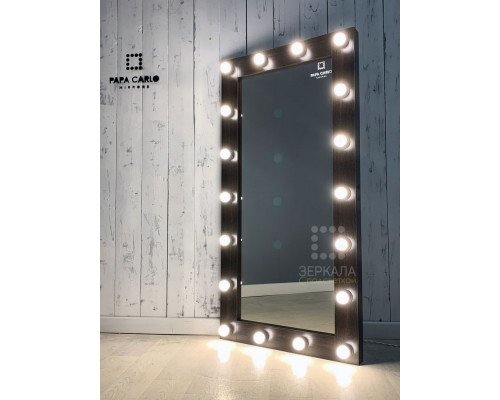Гримерное зеркало венге с подсветкой лампами 140х80 см